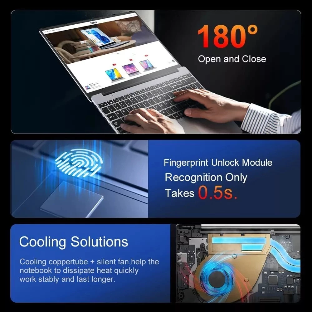 Fingerprint unlock 15.6 -inch Laptop Windows 11 Intel Core i7 8500Y 16GB RAM 1/2TBSSD Ultra thinbusiness computer - Image 3