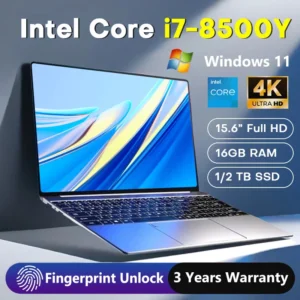 【2026 brand new】15.6 Inch Laptop Windows 11 pro Intel Core i7 8500Y 16GB RAM 1TB SSD Fingerprint Unlock Study Office Pc Computer